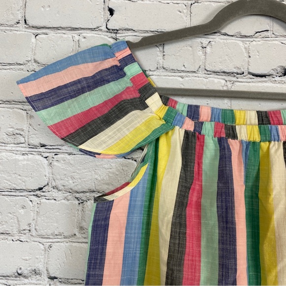 J Crew Factory Multi Stripe Off The Shoulder Dress Womens Size 6 Cotton Casual - Picture 4 of 11